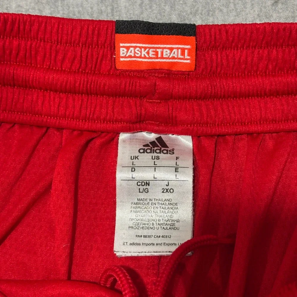 Adidas Mens Basketball Shorts Red Black White 3 Stripe Mesh Size